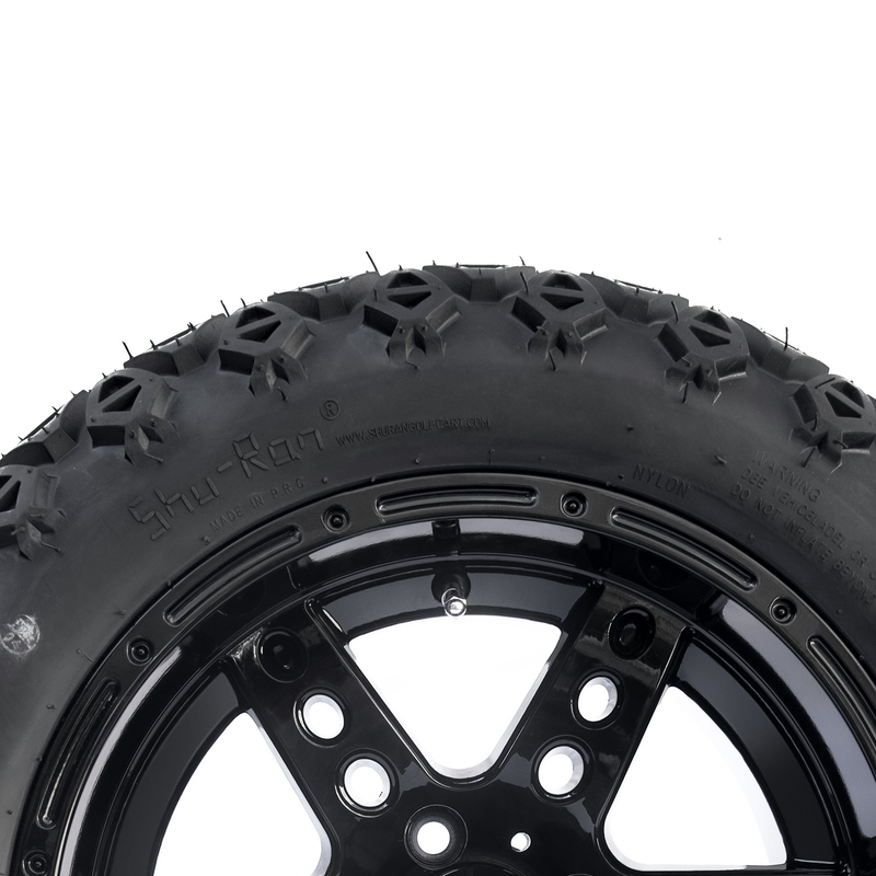 DOT 14 بوصة عربة الغولف العجلات والإطارات 22x10-14 جميع أرضية لامعة سوداء 6 أوتار