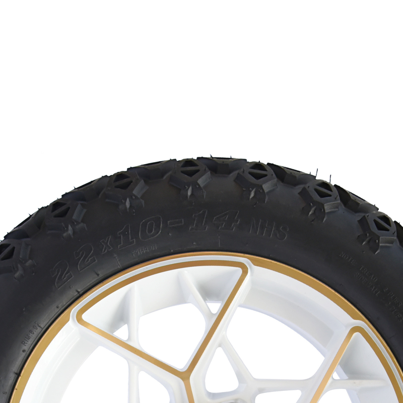 الذهب الأبيض 14 بوصة عربة الغولف الأطراف والإطارات مزيج 4PLY 101.6 PCD