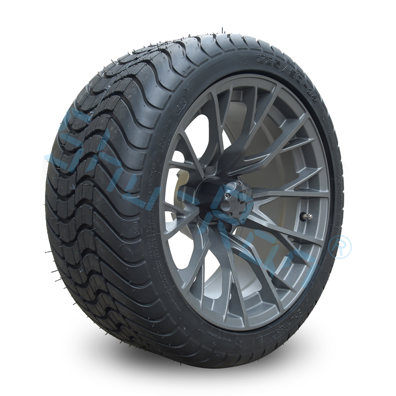 بيع بالجملة 14 'من المعدن المنتهي من سبائك الغولف عجلات عربات الغولف، ATV UTV 225/30-14 الشارع الإطارات بدون أنابيب مع الأطراف