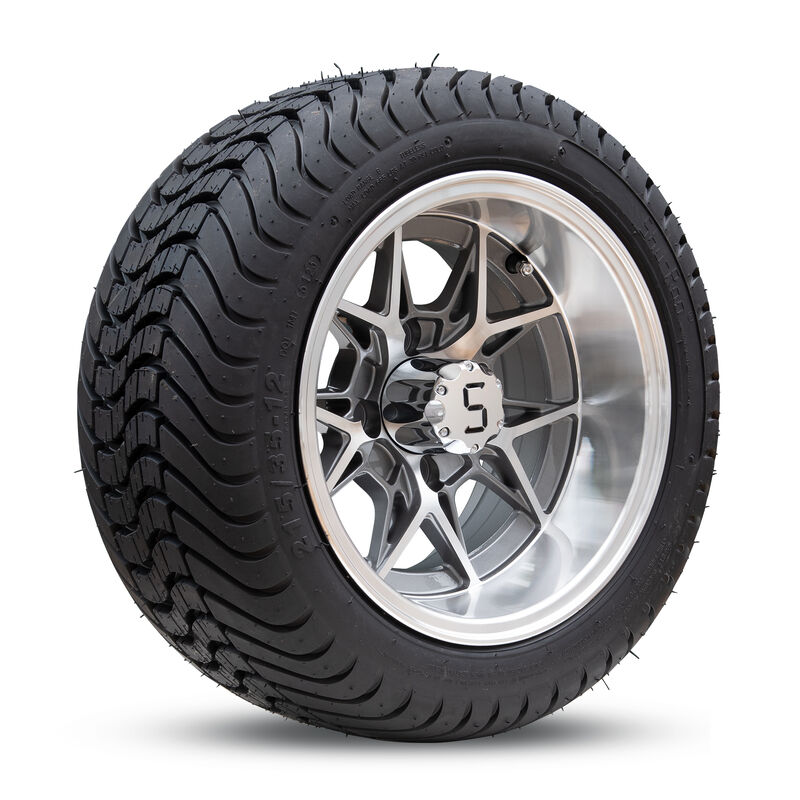 12 Inch Golf Cart Wheels And Tires Assemblies With S Center Caps And Chrome Lug Nuts Suitable For Club Car Ezgo Yamaha Golf Carts