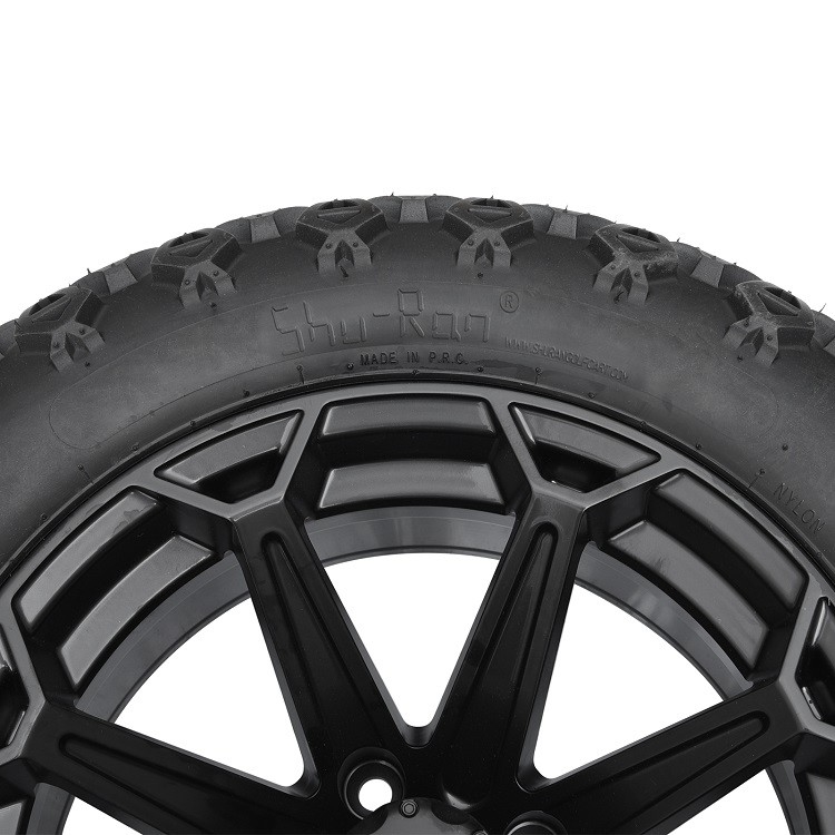 عربة الغولف 14' عجلات سوداء متطاطية و 22x10-14 إطارات DOT ذات مظهر عال بما في ذلك عجلات المكسرات والقبعات الوسطى