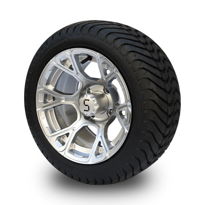 عجلات عربة غولف جديدة وحصرية مقاس 12 بوصة مع مجموعة إطارات شوارع DOT 215/35-12، 101.6 PCD -25 Offset