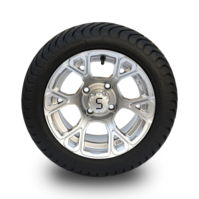 عجلات عربة غولف جديدة وحصرية مقاس 12 بوصة مع مجموعة إطارات شوارع DOT 215/35-12، 101.6 PCD -25 Offset
