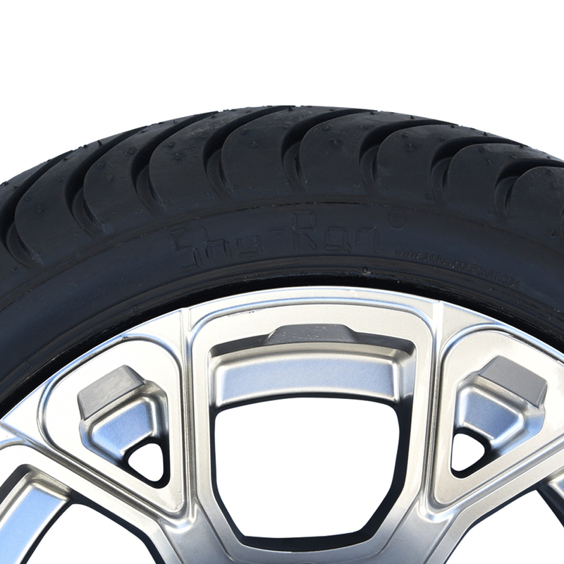 عجلات عربة غولف جديدة وحصرية مقاس 12 بوصة مع مجموعة إطارات شوارع DOT 215/35-12، 101.6 PCD -25 Offset