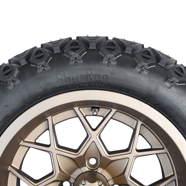 عجلات عربة غولف برونزية مقاس 14 بوصة وإطارات 22x10-14 تتطلب رفع، PCD 1/101.6