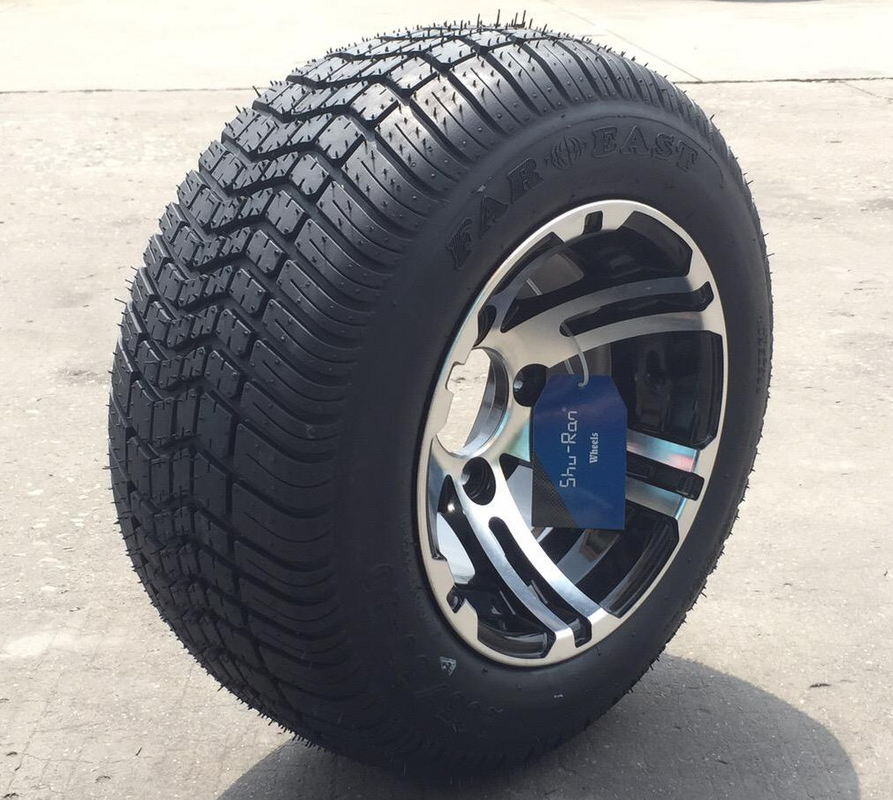 205/50-10 DOT إطارات الشارع ذات الملف المنخفض و عربة الغولف 10 بوصة معدة / لامعة أسود عجلات كومبو 4 Ply تصنيفها